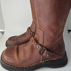 🧡Born Kids Brown Leather Boots with Braided Accent Size 1